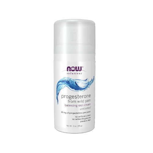 NOW Solutions, Natural Progesterone, Balancing Skin Cream, 20 mg of Natural Progesterone Per Pump, Unscented, 3-Ounce