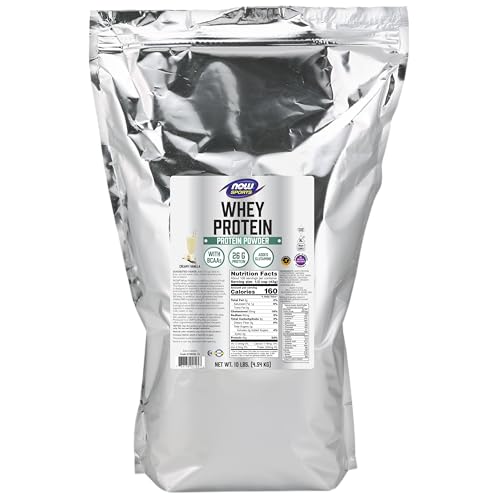 NOW Sports Nutrition, Whey Protein, 26 G With BCAAs, Creamy Vanilla Powder, 10-Pound