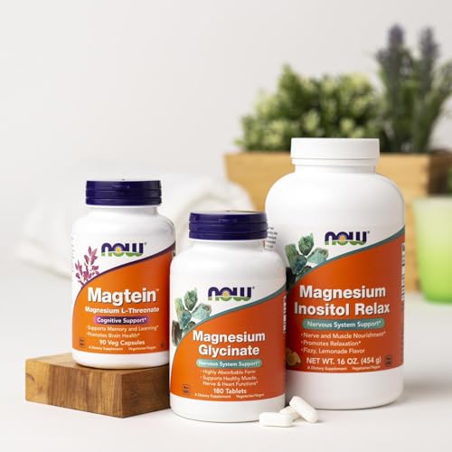 NOW Supplements, Magnesium Glycinate 100 mg, Highly Absorbable Form, 180 Tablets