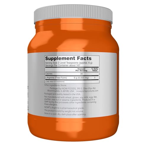 NOW Sports Nutrition, L-Arginine Powder, Nitric Oxide Precursor, Amino Acids, 2.2-Pound