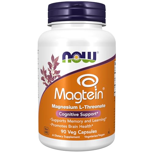 NOW Supplements, Magtein™ with patented form of Magnesium (Mg), Cognitive Support*, 90 Veg Capsules