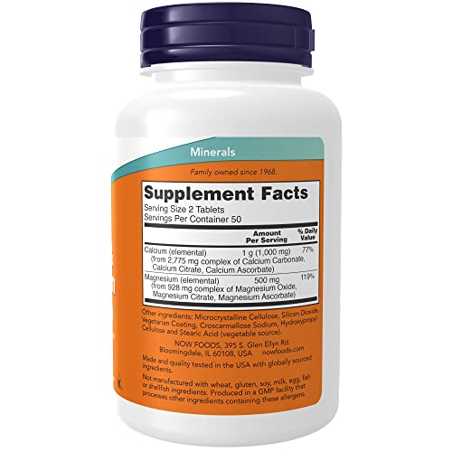NOW Supplements, Calcium & Magnesium 2:1 Ratio, High Potency, Supports Bone Health*, 100 Tablets