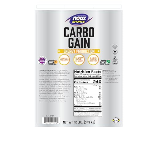 NOW Sports Nutrition, Carbo Gain Powder (Maltodextrin), Rapid Absorption, Energy Production, 12-Pound