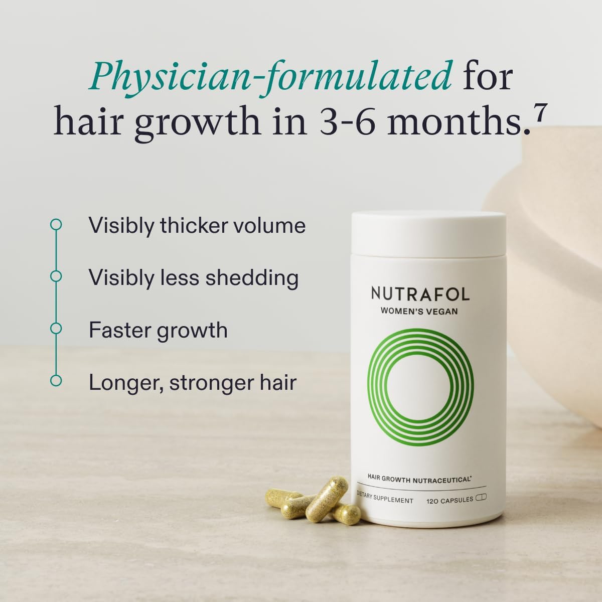 Nutrafol Women's Vegan Hair Growth Supplements, Plant-based