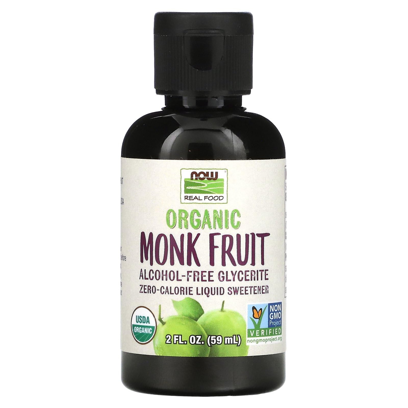 NOW Foods, Certified Organic Monk Fruit Liquid, Alcohol Free Glycerite Zero-Calorie Liquid Sweetener, Non-GMO, 2-Ounce
